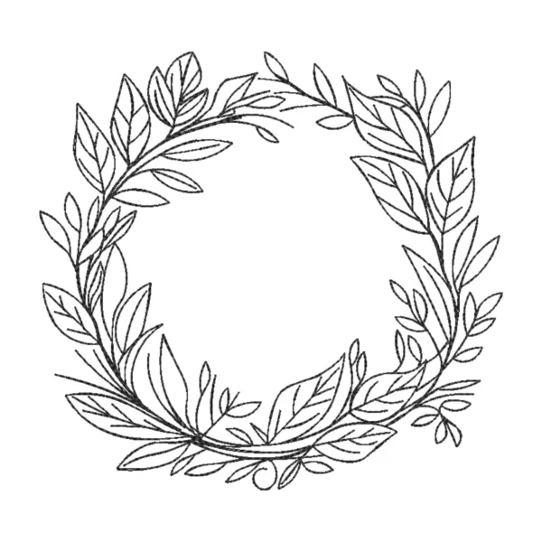 Wreath embroidery design - sketch embroidery