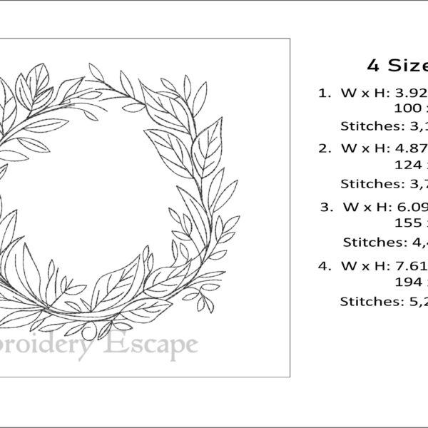 Wreath sketch embroidery design