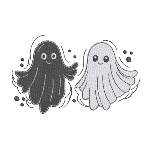 Black and white ghost embroidery design 2 - Halloween embroidery pattern