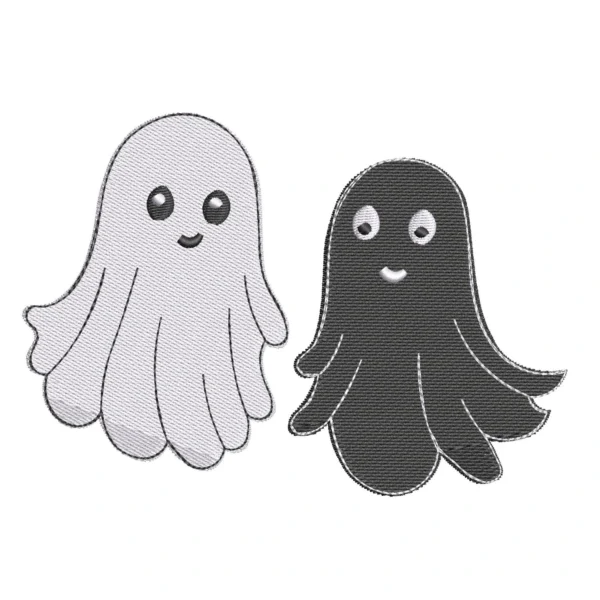 Black and white ghost embroidery design 3 - Halloween embroidery pattern