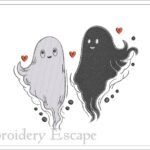 Ghost Embroidery Design | Black and White Ghost