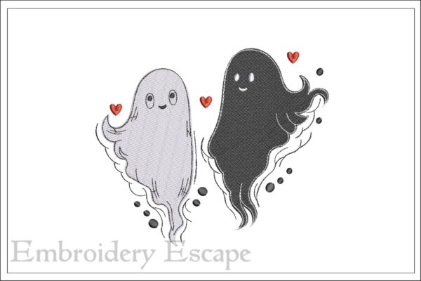 Black and white ghost embroidery design