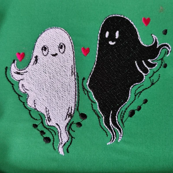 Black and white ghost embroidery design 4 - Halloween embroidery pattern 1
