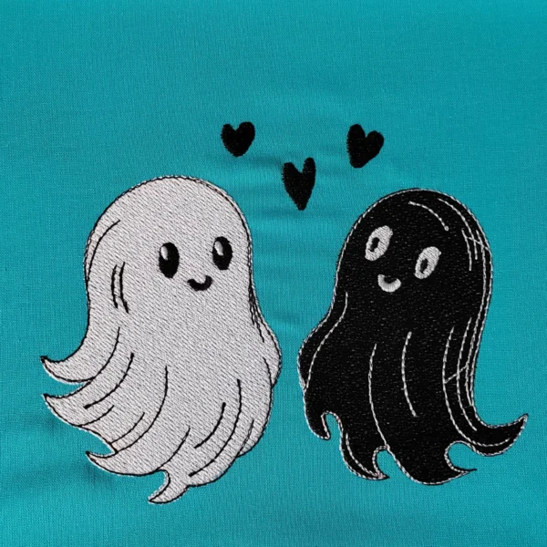 Black and white ghost embroidery design - Halloween embroidery pattern 1