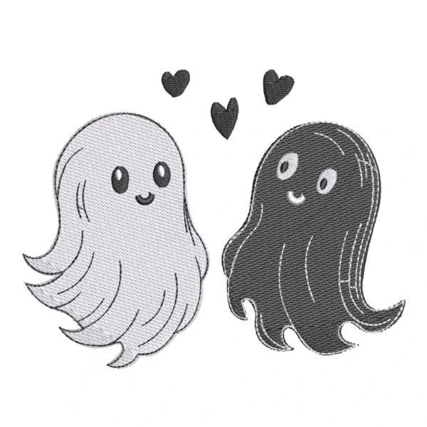 Black and white ghost embroidery design - Halloween embroidery pattern