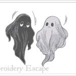 Ghost Embroidery Design | Black and White Ghost