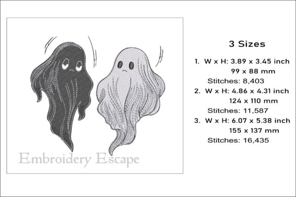 Black and white ghost embroidery file