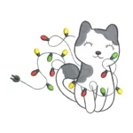 Cat with Christmas Lights Embroidery