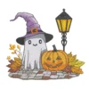 Cute ghost with pumpkin embroidery design 1 - ghost embroidery - Halloween embroidery pattern