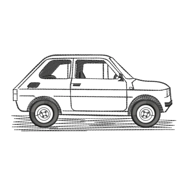 Fiat 126p embroidery design - car sketch embroidery pattern