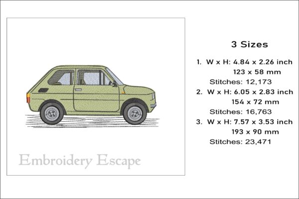 Fiat 126p embroidery design