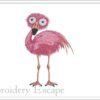 Flamingo funny chick embroidery design