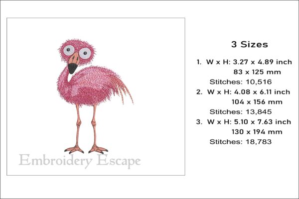 Flamingo funny chick embroidery design