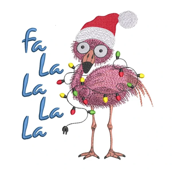 Flamingo embroidery design - Christmas flamingo embroidery design - Christmas embroidery pattern 1