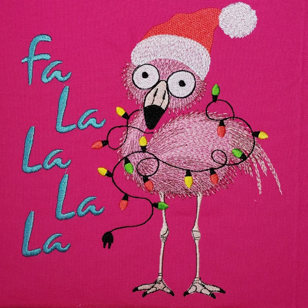 Flamingo embroidery design - Christmas flamingo embroidery design - Christmas embroidery pattern