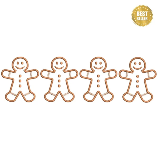 Gingerbread man embroidery design - gingerbread cookie embroidery design - christmas embroidery pattern - best seller embroidery