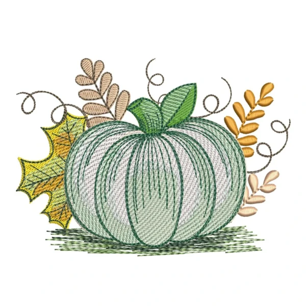 Pumpkin embroidery design 8 - Autumn embroidery pattern-1