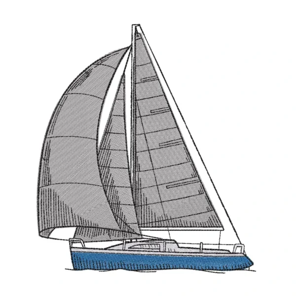Sailboat embroidery design - sea life embroidery design - nautical embroidery - boat embroidery pattern