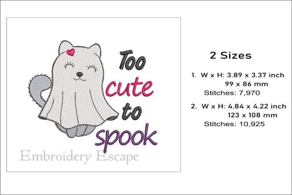 Too cute to spook embroidery design