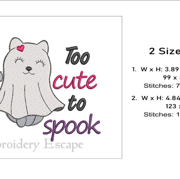 Too cute to spook embroidery design