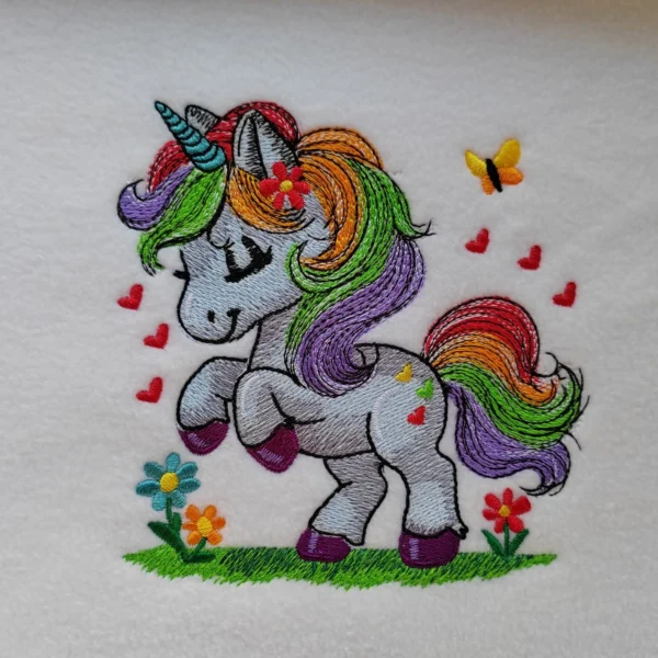 Colorful unicorn embroidery design- rainbow unicorn embroidery pattern