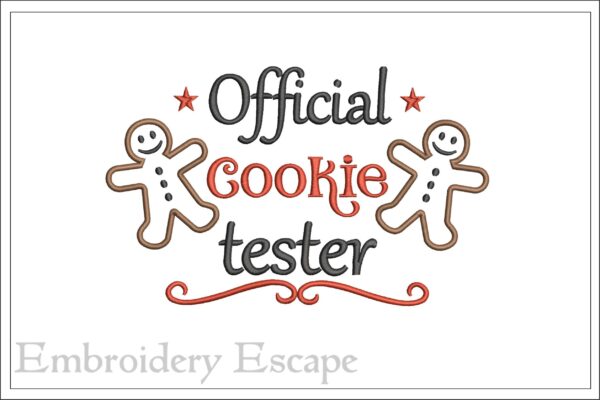 Cookie tester embroidery design