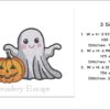 Cute ghost with pumpkin embroidery design 2