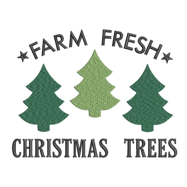 Farm fresh Christmas trees embroidery design - pine trees embroidery design - Christmas embroidery pattern 1