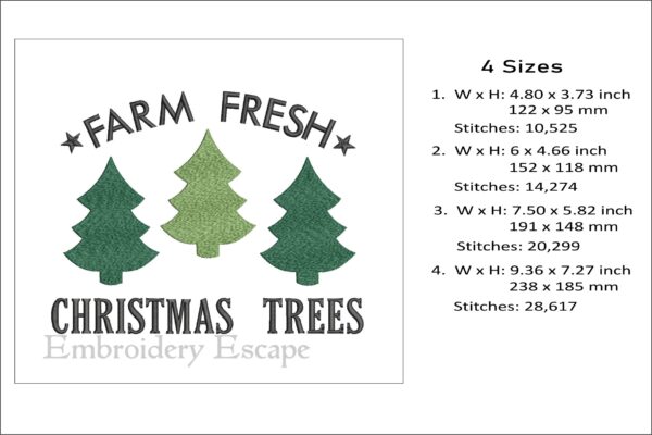 Farm fresh Christmas trees embroidery design