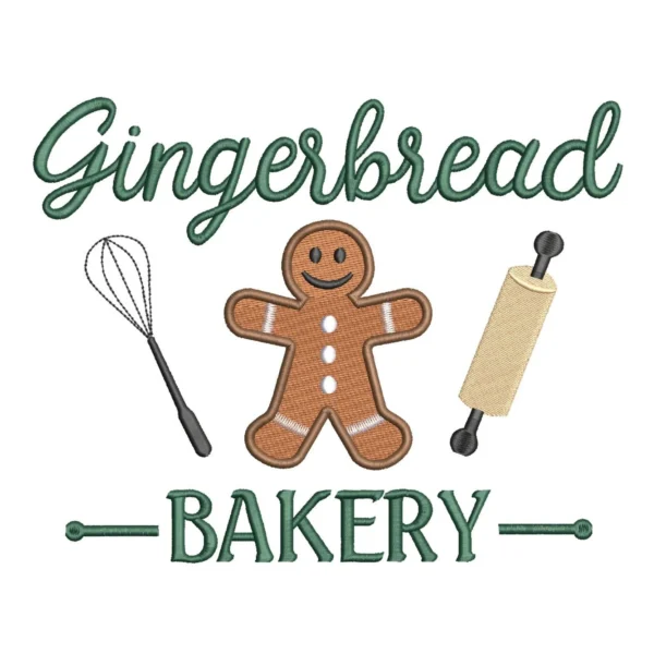 Gingerbread bakery embroidery design - Christmas embroidery design - Gingerbread cookie man embroidery 1