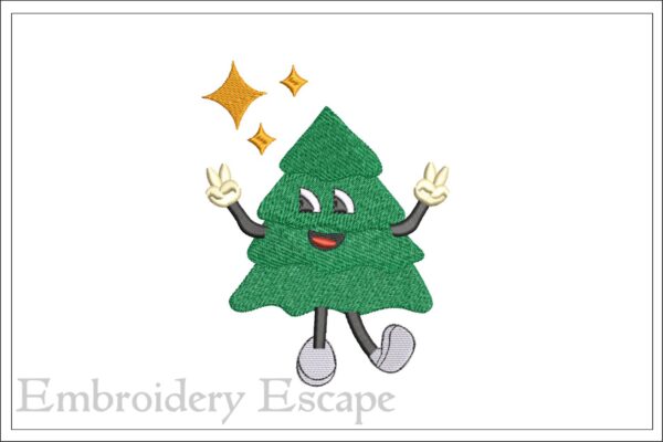 Retro Christmas Tree Embroidery Design