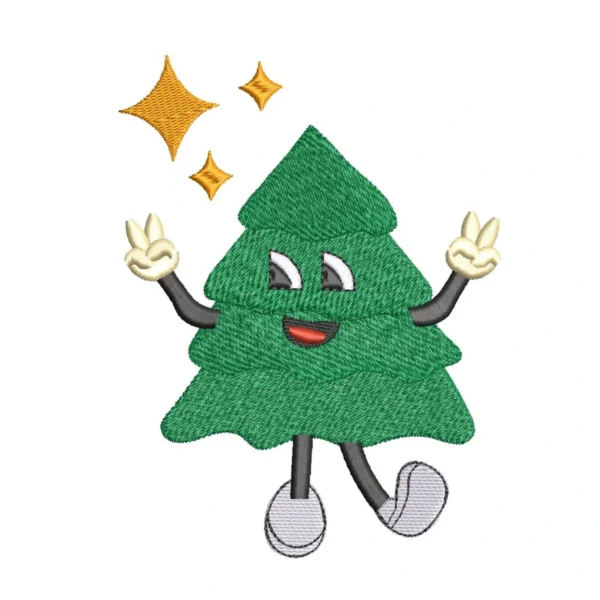 Retro Christmas tree embroidery design - Christmas embroidery pattern - funny Christmas embroidery design