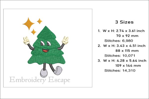 Retro Christmas tree embroidery design