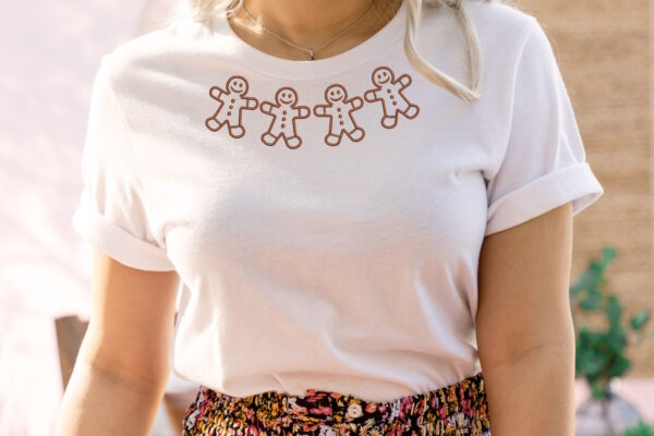 Gingerbread men neckline embroidery design