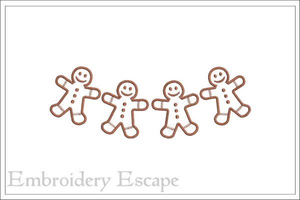 Gingerbread men neckline embroidery design