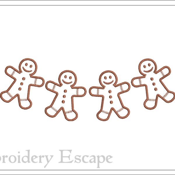 Gingerbread men neckline embroidery design