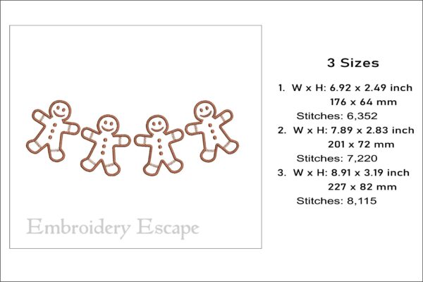 Gingerbread men neckline embroidery design