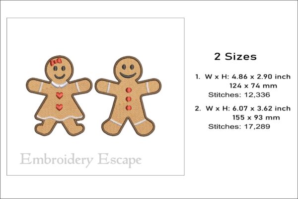 Gingerbread couple embroidery design