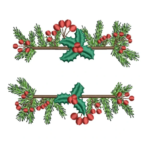 Name frame embroidery design - Christmas embroidery pattern - pine branch frame embroidery