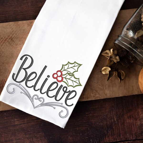 Believe embroidery design