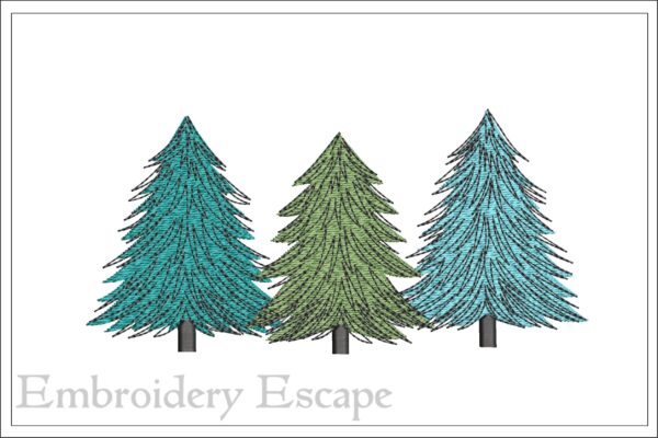 Christmas trees embroidery design