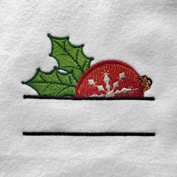 Christmas name frame embroidery design - Christmas ball embroidery pattern