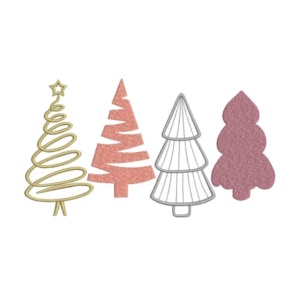 Christmas trees embroidery design 8