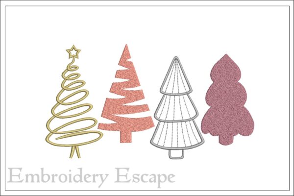 Christmas trees embroidery design