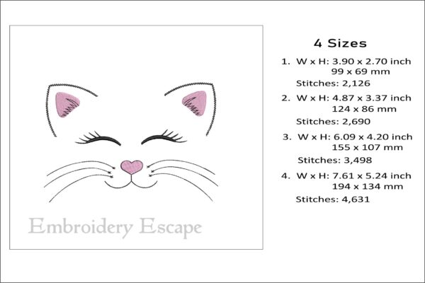 Cute cat face embroidery design