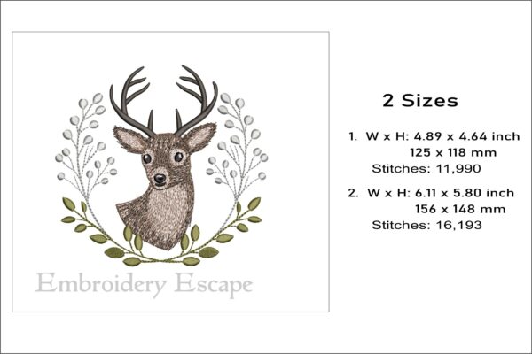 Deer embroidery design