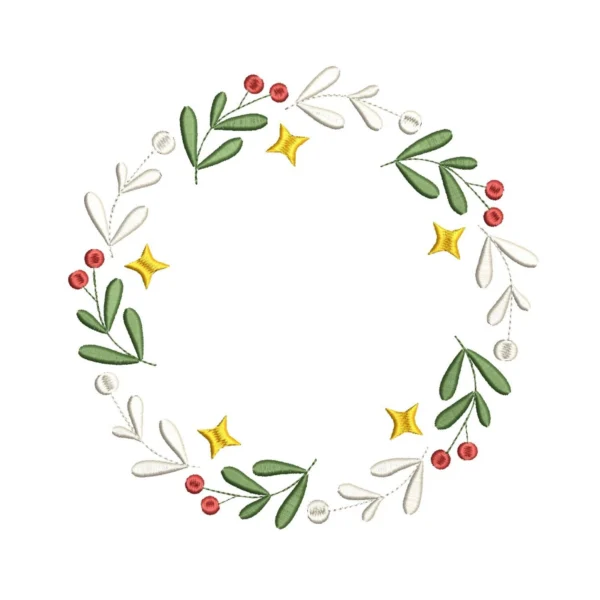 Floral wreath embroidery design - simple Christmas wreath embroidery pattern