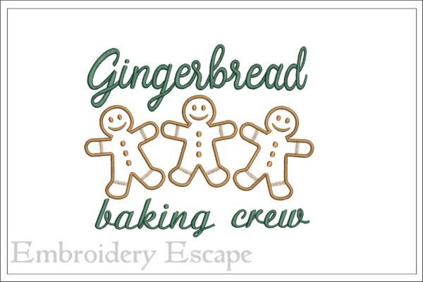 Gingerbread baking crew embroidery design