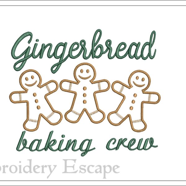 Gingerbread baking crew embroidery design