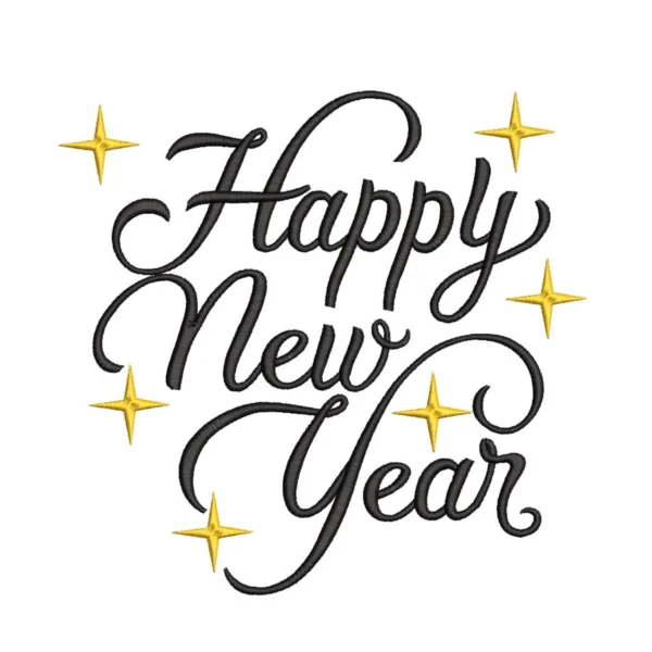 Happy New Year embroidery design 1